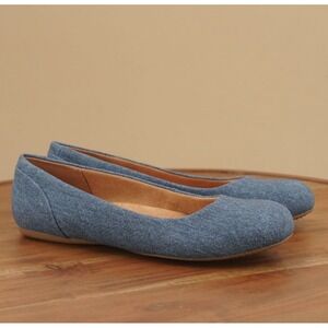 Softwalk Womens Sonoma Flats Slip On Shoes Blue Synthetic Fabric Size 8.5N